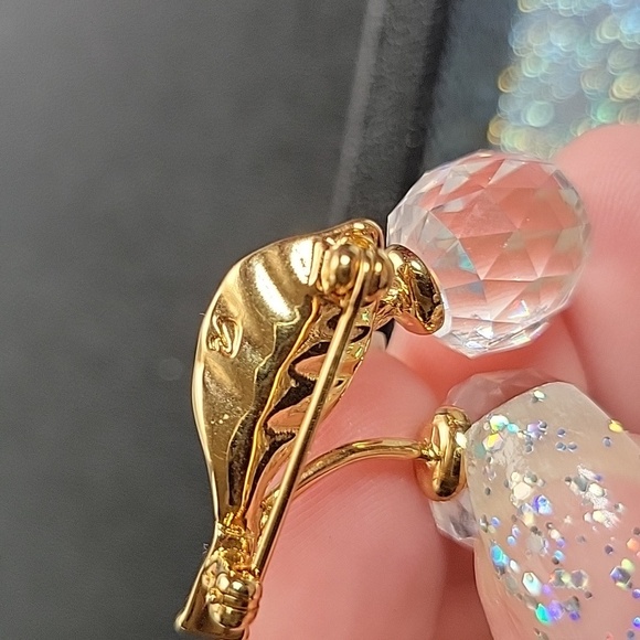 Swarovski Signed Vintage Crystal Double Cherry Brooch Pin Gold Plated - Picture 4 of 7